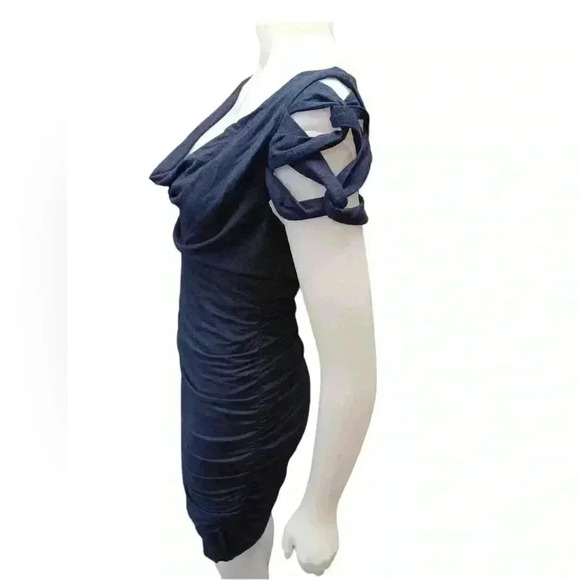 Nicole  Miller Mini Spandex Blue Scoop Neck Dress Size Small - Picture 3 of 8